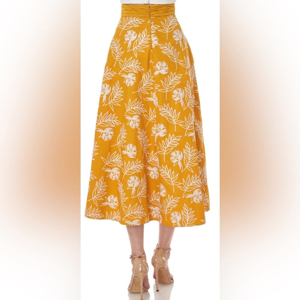 AMUR Mustard Floral A-Line Skirt NWOT - Picture 2 of 4